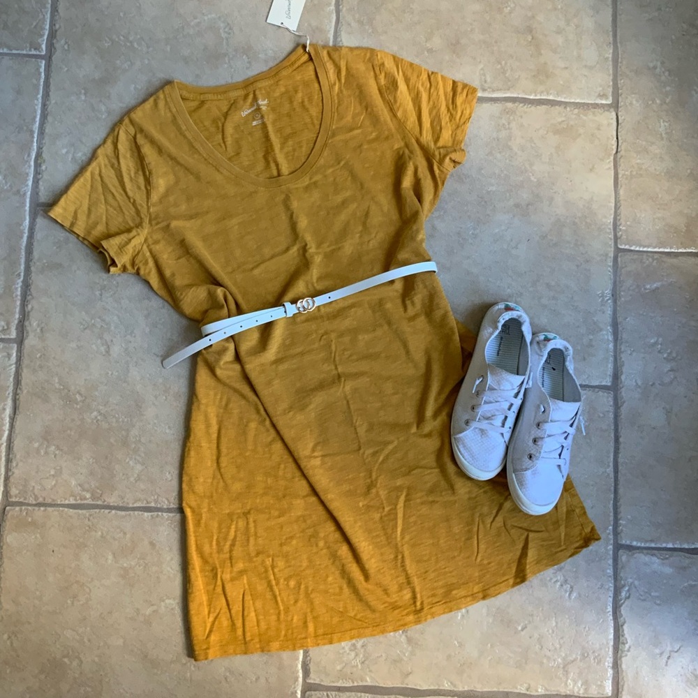 NWT Mustard Yellow/ Autumn Gold T-Shirt Dress Sz XXL